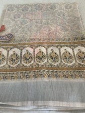 Linen Cotton Light Brown Saree/Katan/Silk/Cream/White/Golden/Tussar/Muga/Jamdani
