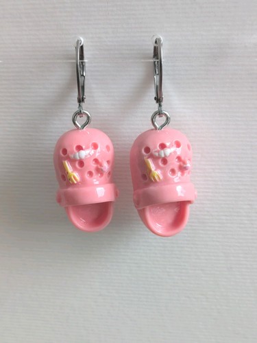 Pink croc style shoe earrings - croc,