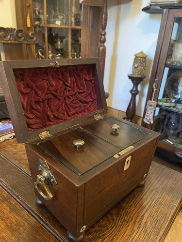 Antique wooden tea caddy box - antique,