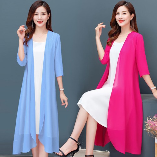 Women chiffon long cardigan - chiffon,
