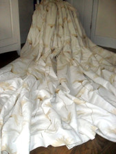 HUGE DOOR CURTAIN HEAVYWEIGHT DESIGNER 100% COTTON CREAM FLOWER PRINT 86" x 88"