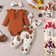 3PCS Newborn Baby Girl Romper