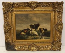 H. ARDER Cattle In Field SIGNED ORIGINAL VINTAGE Oil Painting FRAMED - T17