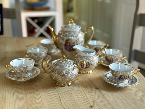 Porcelain floral tea set - porcelain,