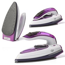 Quest Travel Steam Iron Collapsible Handle Non-Stick Soleplate Dual Voltage
