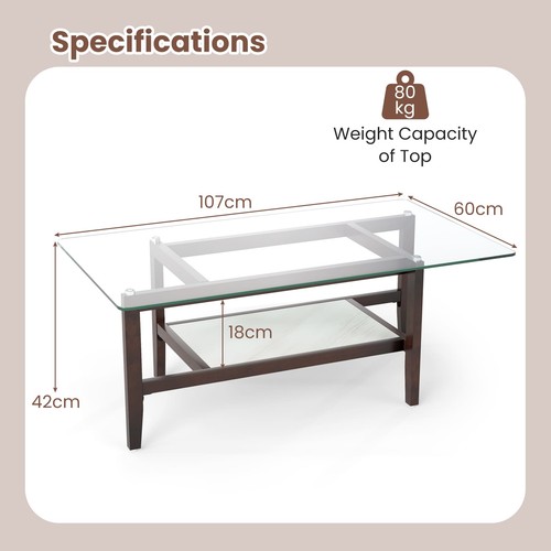 Shelf glass coffee table - shelf,
