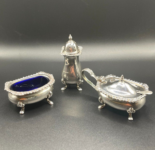 Sterling silver cruet set with - cruet,