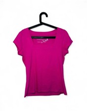 Ladies Pink Laura Ashley Square Neck 100% Cotton Short Sleeve T-Shirt UK 12