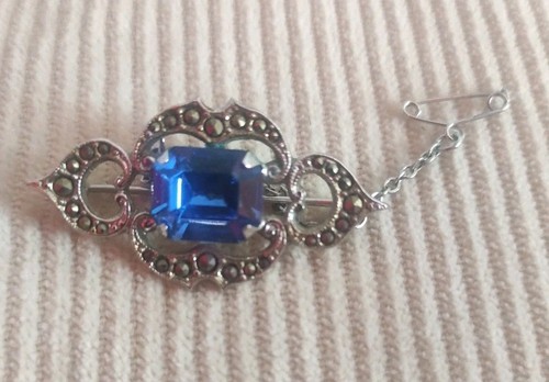 Blue rhinestone and marcasite - blue,