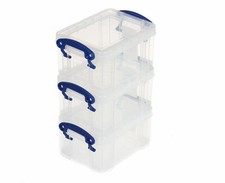 Really Useful Box 0.3 Litre Pack of 3 Small Clear Storage Boxes