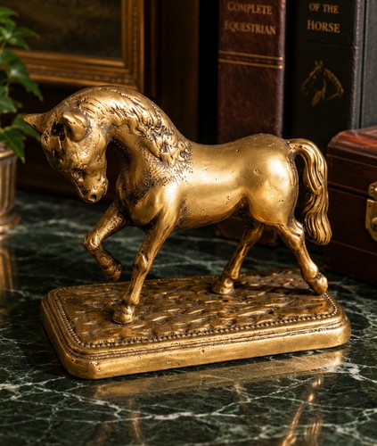 Vintage brass horse figurine - brass,