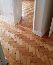 P9 Authentic Victorian Reclaimed Pine Parquet Flooring - Bespoke Bitumen Removed