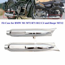 Pair Motorcycle Retro Fishtail 750cc Rear Exhaust Muffler For BMW M1 M72 R71 R12