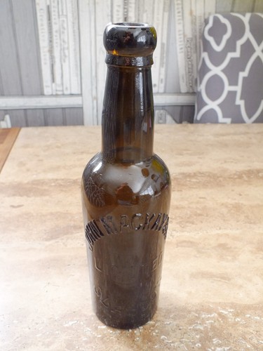Vintage old dark brown glass - ,
