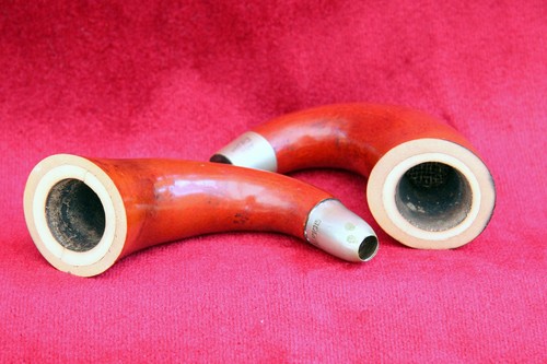 Two meerscham lined gourd - lined,,