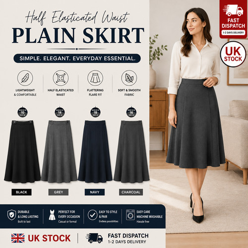 Ladies half elasticated waist - half,