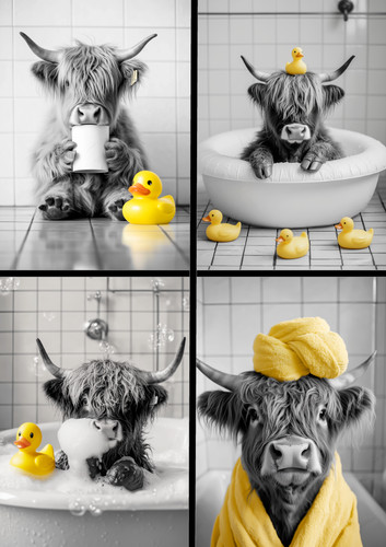 Highland cow bathroom wall - cow,