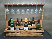 Handmade Wooden Wine Rack Holds 12 Bottles 7 Wine Glasses Homemade Rustic 