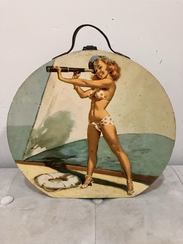 Vintage round hat box - , suitcase