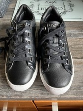 SKECHERS Side Street Core Set Wedge Fit Black Leather Trainers UK 5  EU 38 VGC