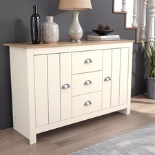 Modern Storage Sideboard Cabinet 2 Doors 3 Drawers Ivory Oak Finish