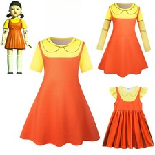 Kids ✨Squid ✨Game Costume Dress Skirt Party Cosplay Girl Yellow Red UK