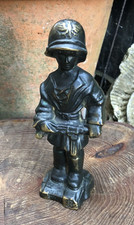 Vintage 1940's Polish bronze Little Insurgent figure boy soldier statue signed