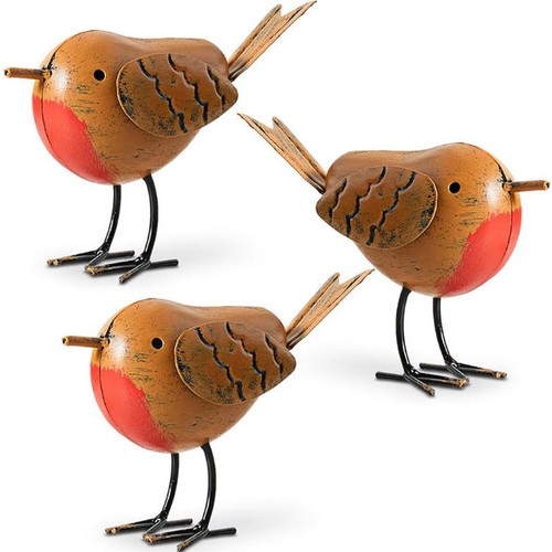 3pcs robin garden ornaments - robin,