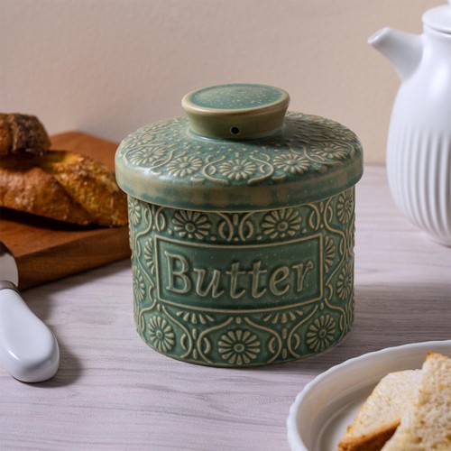 Butter crock ceramic with - butter,