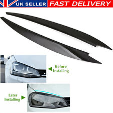 Pair For VW Golf MK7 R GTI Front Headlight Eyelid Eyebrow Cover Gloss Black Trim