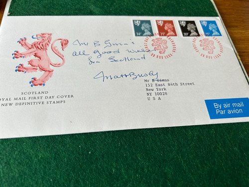 Hand signed first day scottish - signed,