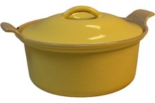 Vintage Le Creuset #22 18cm Yellow Enamel Cast Iron Casserole Pan Cousances PPWH