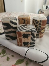 4 vintage Swazi Candles Handmade In Africa.  3 Are 3inch Tall & 1 is 2inch Tall