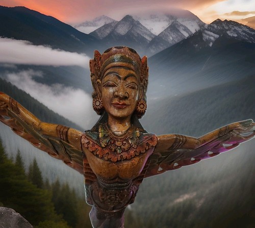 Old indonesian flying garuda - flying,
