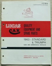 LUCAS STANDARD & TRIUMPH Cars Spare Parts 1963 #902/63 VANGUARD Herald SPITFIRE