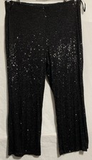 F&F black fully sequins wide leg lined trousers size 22 leg 31