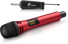 TONOR Wireless Microphone, UHF Cordless Handheld Dynamic Karaoke Mic TW310 Red