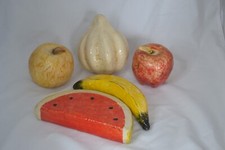 Paper Mache Vintage Fruit Watermelon / Apple / Banana / Gourd  Lovely Condition