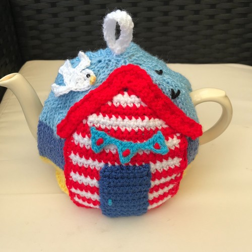 Hand knitted beach hut - knitted,