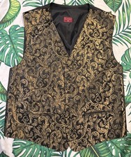 Burton Menswear Men's Gold Suit Waistcoat Size Large 42 Floral Pockets Smart
