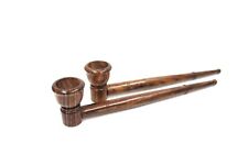 Long Natural Wood Slim Carved