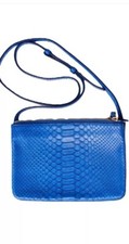 Rare Celine Blue Leather Python Trio Bag