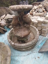 Traditional stone bird bath approx 25" diameter;  26" tall with 2 Owls.