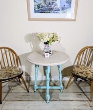 Pine Farmhouse Kitchen Table Rustic Painted Base Circular TopFree Postage 