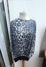 Frank Usher Women’s Sequinned Animal Print Top Batwing Size L / XL new QVC j4
