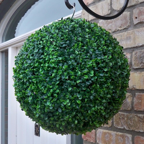 Green boxwood hanging topiary - green,