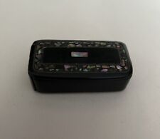 Victorian Black Paper Mache Snuff Box With Mother Of Pearl Inlay Detail