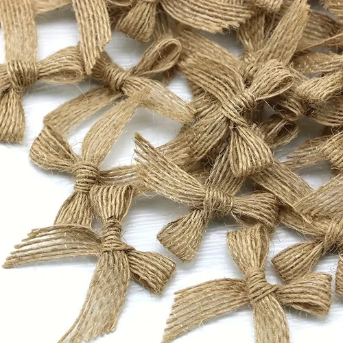 100 burlap natural bows - 100,