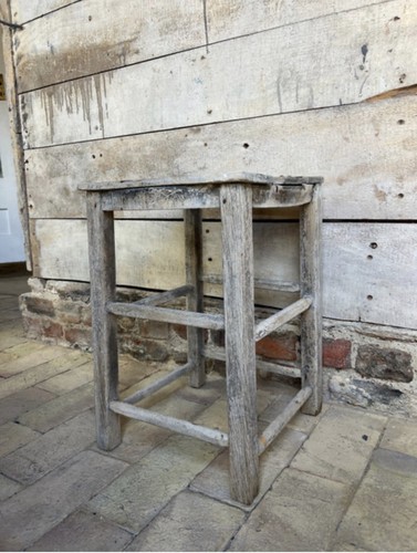 Vintage french rustic stool - vintage,