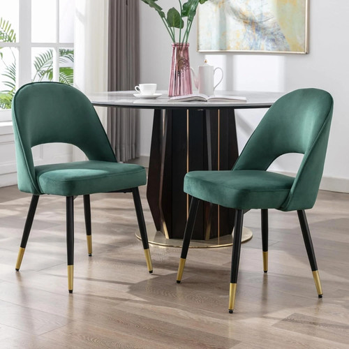 Green velvet dining chairs - 2,